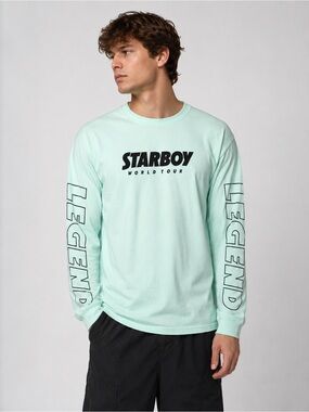 Tour Band Tee The Weeknd Starboy World Tour XO Mint Green Long Sleeve Unisex S